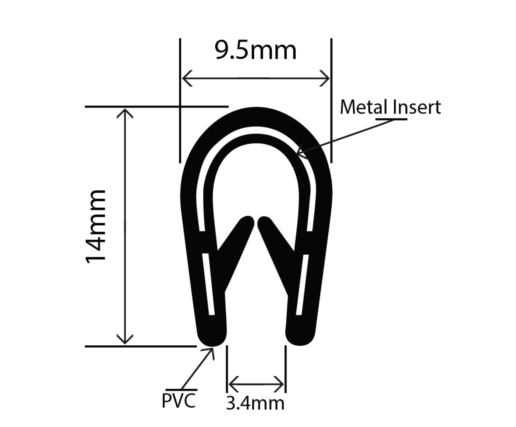RCET9.5X14K PVC Self Grip Edge Trim