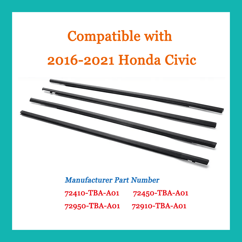 72950-TBA-A01 2016-2021 Honda Civic Door Belt Molding Assembly
