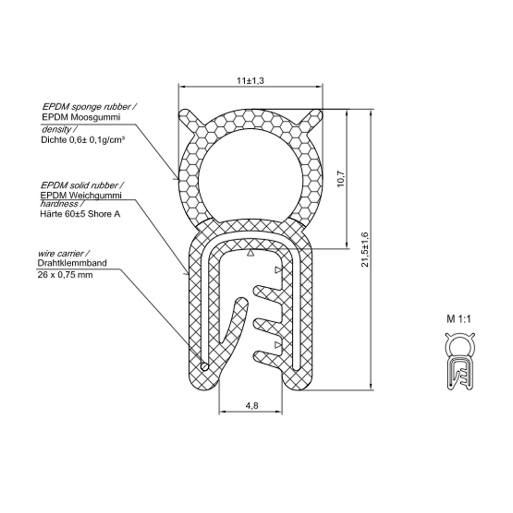 Edge Protector Sealing Profile KSD-Profil A2 513 EPDM China