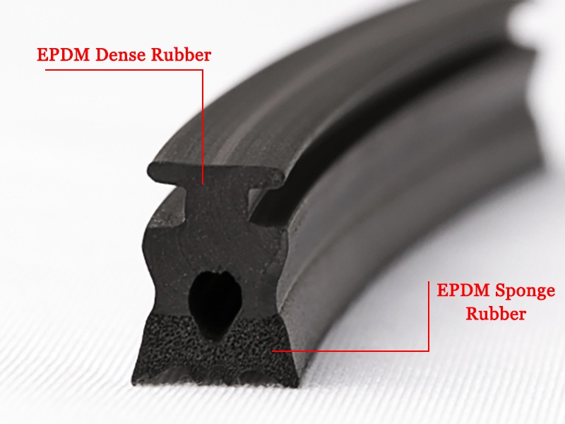 2026.2 EPDM co-extruded dual durometer rubber seal strip